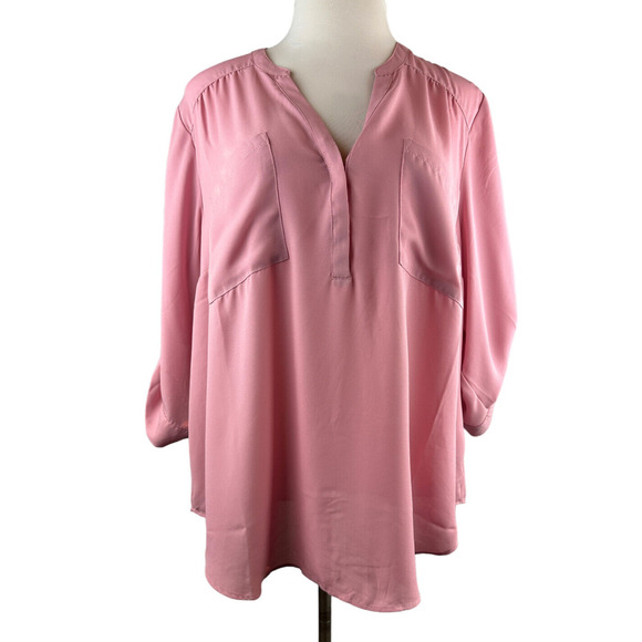 NWT Torrid Harper Georgette Pullover 3/4 Sleeve Blouse Rose Plus Size 3 3X 22-24 - Picture 13 of 14